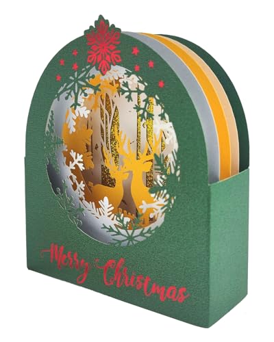 scicent Weihnachtskarten mit Umschlag Besinnliche Weihnachtskarte mit Extra Seite für Weihnachtsgrüße Klappkarte Festliche 3D Pop-Up Karte mit Rentier Gut Geeignet für Weihnachten - 20938 von scicent