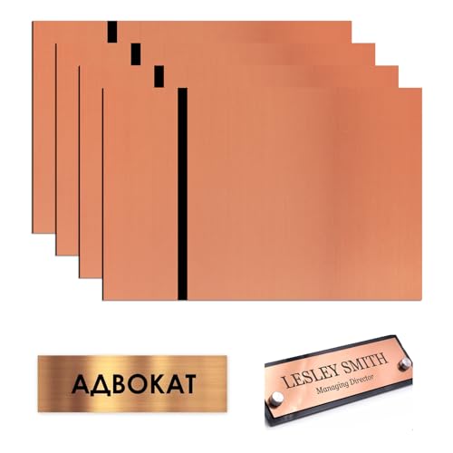 sculpfunDIY 4 Stück lasergraviertes Metallschild gebürstetes Paneel rosegold graviert schwarz 20 x 30 cm lasergravierte Schilderkollektion Geeignet für Gartenschilder, Balkon, Bürotürschilder von sculpfunDIY