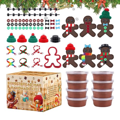 scyca Lebkuchen-Bastelarbeiten, Lebkuchenmann-Bastelarbeiten für Kinder - Weihnachtsbaumschmuck zum Basteln - Lebkuchenornament, Kunst- und Bastelaktivitäten, luftgetrocknete Modelliermasse für von scyca