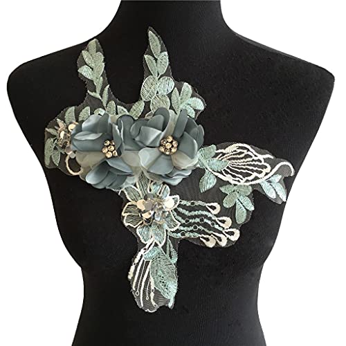 3D-Blumen-Spitzenstoff, Stickerei, Applikation, Pailletten, Schnürsenkel und Besätze, Nähen, Spitzenkragen, Kleid, Strass-Zubehör von sdfdefhdjfvbsbdfcshd