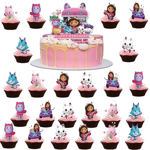 GB CAKE BIRTHDAY THEM 25-teiliges Set Kuchendekoration für Kinder, Cupcake-Topper, Mini-Figur, Kuchen-Topper, für die Dekoration von Partys von seanabaichuan