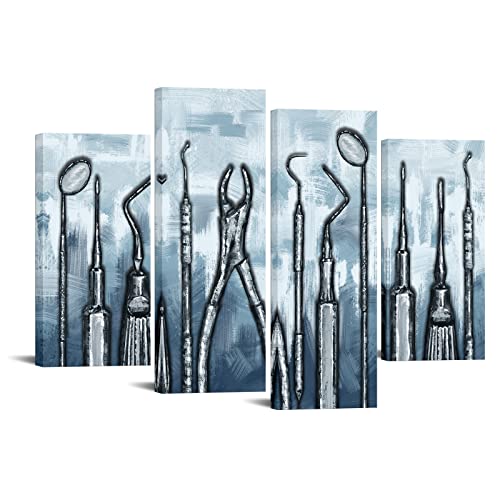 sechars Dentist Tools Leinwand Druck Wandkunst Zahnklinik Dekor Vintage Zähne Medizinische Kunst Bild Malerei Chirurg Geschenk Zeitgenössische Szenische Dekoration für Wohnzimmer Krankenhaus Büro von sechars