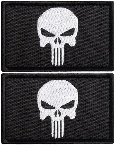 Patch, Skull, Totenkopf Klett, Abzeichen für Rucksäcke, Mützen, Militär Uniform, Westen, Hundegeschirr, Halsband, 8x5cm von sei Design