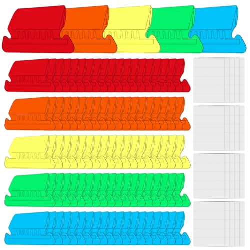 selizo Aktenordner-Tabs, 100 Sets Hängeregistratur-Etiketten, 5,1 cm Registerkarten und Einlagen für Hängemappen, mehrfarbig von selizo