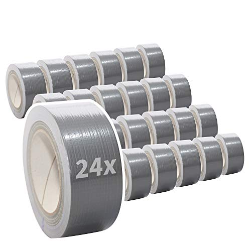 24 Rollen Gewebeband in silber | Panzertape | Panzerband | Klebeband | Gaffa Tape | 50mm x 50m, Farbe:silber von selmundo