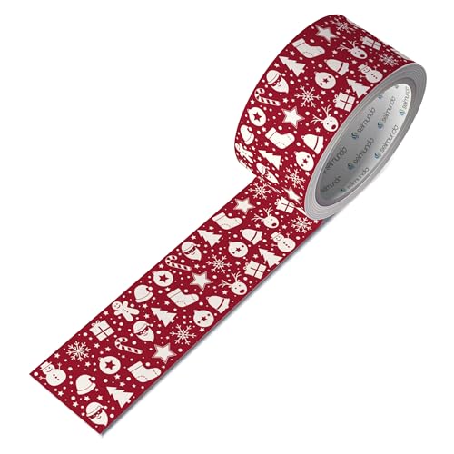 Weihnachten Papier-Packband | Klebeband Weihnachtsgeschenke | Geschenkband, 50mm x 50m, Farbe:rot von selmundo