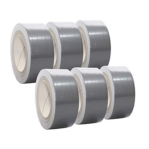 6 Rollen Gewebeband in silber | Panzertape | Panzerband | Klebeband | Gaffa Tape | 50mm x 50m, Farbe:silber von selmundo