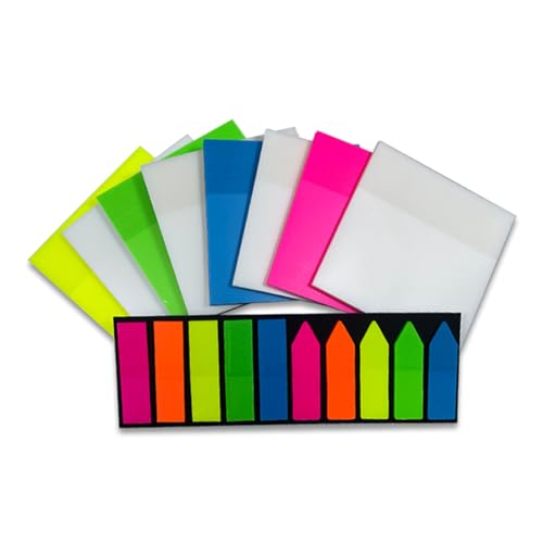 600 Stück Haftnotizen Selbstaschendes Notizpapier Farbige Index Tabs Durchsichtige Haftnotizen Schulbüro von seluluory