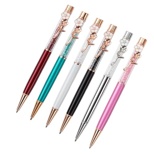 6Pcs Kristall Kugelschreiber Mit Stift Clip Kristall Unterzeichnung Stift Twist Action 1 0 MM Spitze Schreiben Reibungslos Für Frauen Mädchen von seluluory