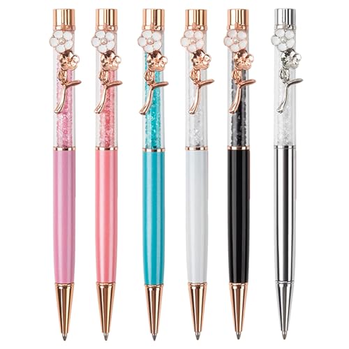 6Pcs Kristall Kugelschreiber Mit Stift Clip Kristall Unterzeichnung Stift Twist Action 1 0 MM Spitze Schreiben Reibungslos Für Frauen Mädchen von seluluory