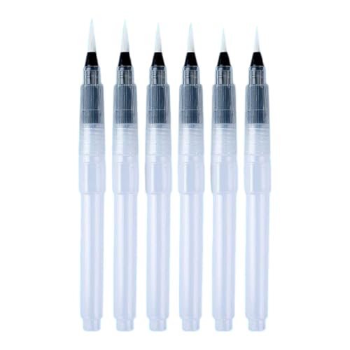 6Pcs Nachfüllbare Wasser Pinsel Stift Flache Spitze Punkt Spitze Malerei Wasser Pinsel Stift Für Kind Erwachsene Aquarell Gouache Malerei von seluluory