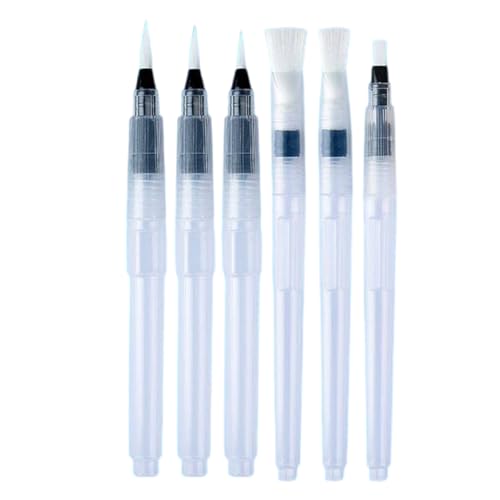 6Pcs Nachfüllbare Wasser Pinsel Stift Flache Spitze Punkt Spitze Malerei Wasser Pinsel Stift Für Kind Erwachsene Aquarell Gouache Malerei von seluluory