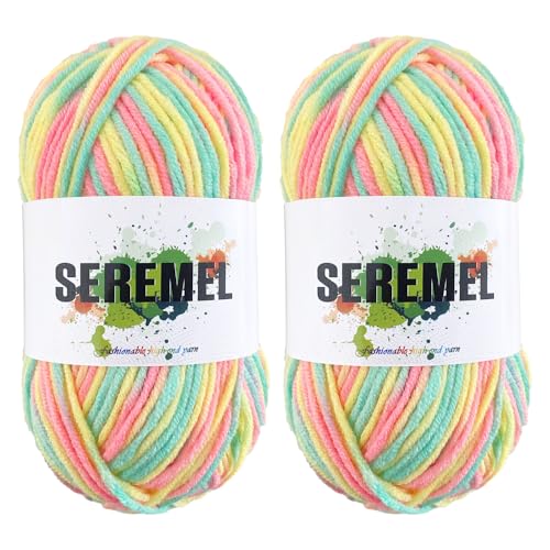 seremel 48 g reines Acrylgarn, 2 Stück farbiges, raumgefärbtes Garn, 5 Stränge gedreht, 128 m Häkelgarn zum Stricken und Häkeln, DIY-Projekte (Candy Pink) von seremel