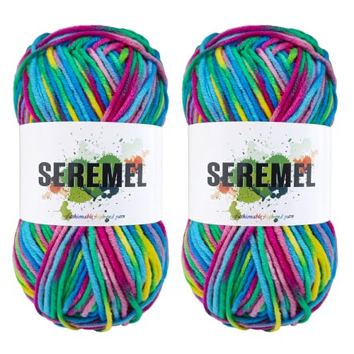 seremel 48 g reines Acrylgarn, 2 Stück farbiges, raumgefärbtes Garn, 5 Stränge gedreht, 128 m Häkelgarn zum Stricken und Häkeln, DIY-Projekte (Farbe Lake) von seremel