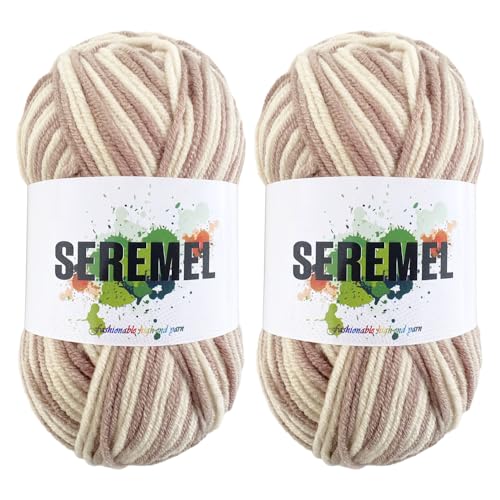 seremel 48 g reines Acrylgarn, 2 Stück farbiges, raumgefärbtes Garn, 5 Stränge gedreht, 128 m Häkelgarn zum Stricken und Häkeln, DIY-Projekte (Khaki) von seremel