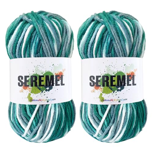 seremel 48 g reines Acrylgarn, 2 Stück farbiges, raumgefärbtes Garn, 5 Stränge gedreht, 128 m Häkelgarn zum Stricken und Häkeln, DIY-Projekte (Weihnachten) von seremel