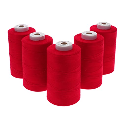 sewfil dacor 120-5 Nähfaden-Set 100% Polyester (5 Garnrolle x 5.000 Metern) 0003 - Rot von sewfil