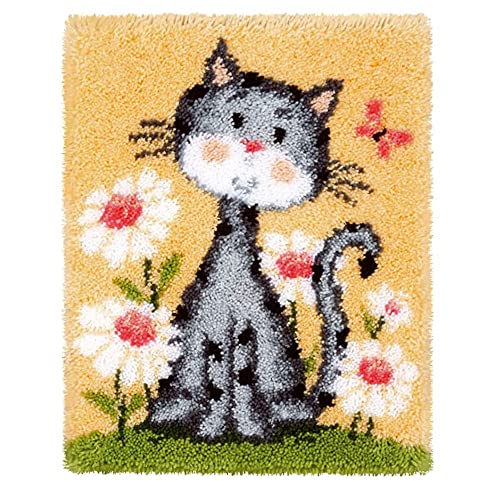 shanpu Teppich mit Riegel Kits DIY Handwerk Selbermachen HäKeln Teppiche Einhaken Handwerk Kit mit Farbe Vorgedrucktem Muster Design für Erwachsene Kinder (Katze) von shanpu