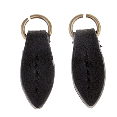 sharprepublic 2X PU Leder Reißverschluss-Anhänger Zipper Helfer Zipper-Schlaufe Reißverschlussanhänger für Tasche, Jacke 35x12 mm - Schwarz von sharprepublic