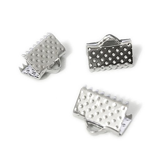 Bandklemme, Quetsch-Endkappen mit Schlaufe, Perlen, Lederschnurverschlüsse, Endkappen (10 mm, rhodiniert) von she zhi teng