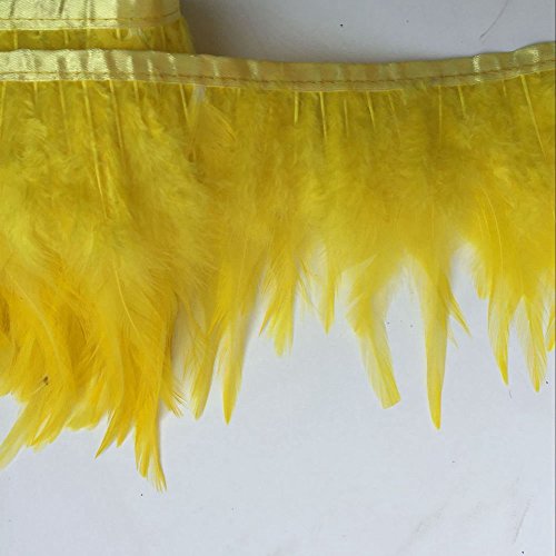 Shekyeon Hackel-Federn-Fransen-Borte,Hahnenfedern, Kleid-Dekoration,Packung mit 2 yards(gelb) von shekyeon