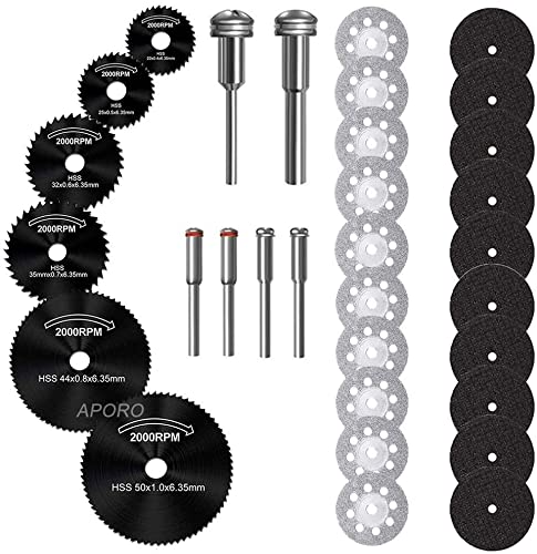 32-teiliges Kreissägeblatt-Set, Schneidräder Drehwerkzeuge, HSS-Trennscheibe mit 1/8 Zoll Pleuel geeignet für die Rotationswerkzeuge für Holz, Kunststoff, Stein und Metall von shengbenhao