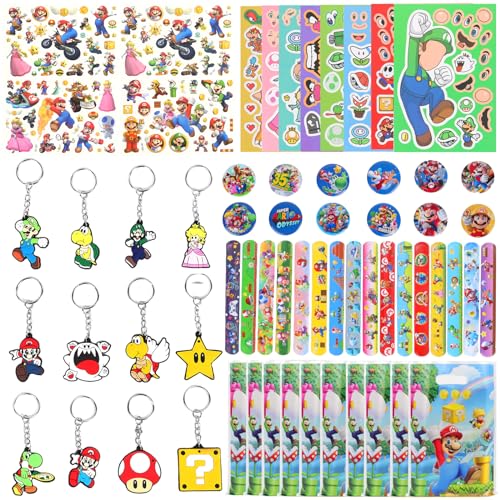 53PCS Super Party Tasche Füller für Kinder, Kindergeburtstag Party Favour Super Geburtstag Dekorationen, Slap Bands Keychains Tattoo Aufkleber Kinder Abzeichen Geschenk Taschen für Geburtstagsparty von shengo