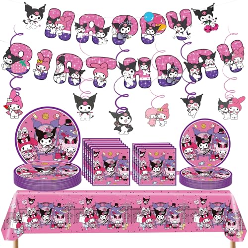 Cartoon Geburtstag Dekoration Kinder Party Supplies Geburtstag Banner Party Geschirr Rosa Tischdecke Servietten Anime Themed Geburtstag Party Favor für Mädchen Jungen von shengo