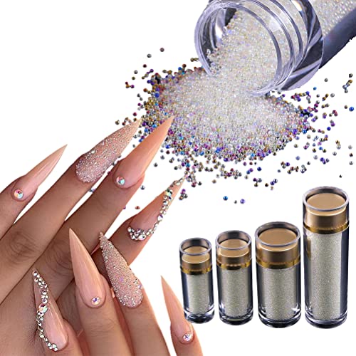 1 Flasche Nail Art Micro Perlen Kristalle Nagel Glitzer Strasssteine ​​für DIY Dekoration 3D Nagel Handwerk Zubehör (12g) von shenruifa