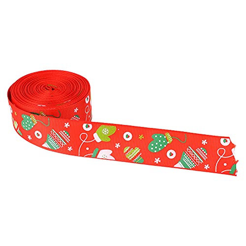 Weihnachtsband Zum Verpacken von Geschenken, 10 Yards, Weihnachtliches Themenband, Geschenkverpackungsgürtel, Hochzeitsfeier, Dekoration für Urlaub, (Weihnachtshandschuhe Muster von shenruifa