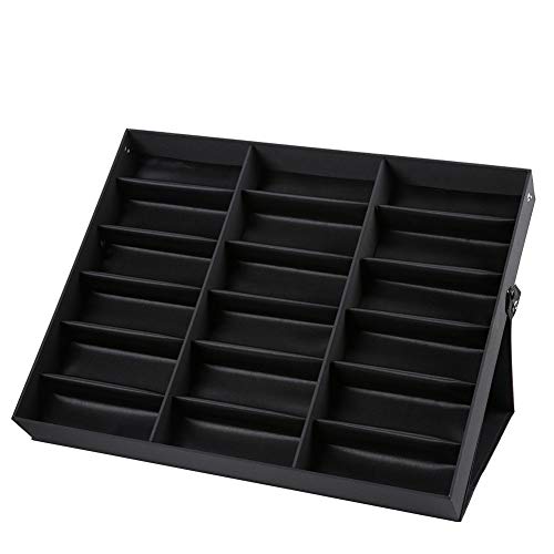 shenruifa Brillen-Display-Box, 18 Fächer, Brillen-Display-Aufbewahrungsorganisator, Schwarze Abdeckung, Faltbare Schmuck-Organizer-Vitrine von shenruifa