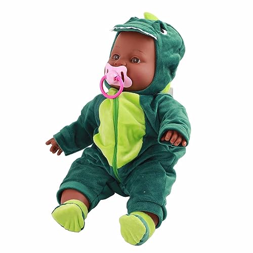 shenruifa Wiedergeborene Babypuppe, 16 Zoll, Lebensechte Babypuppe, Süße Babypuppe mit Dinosaurier, Einteiliger Pyjama, Schnuller für Kinder von shenruifa