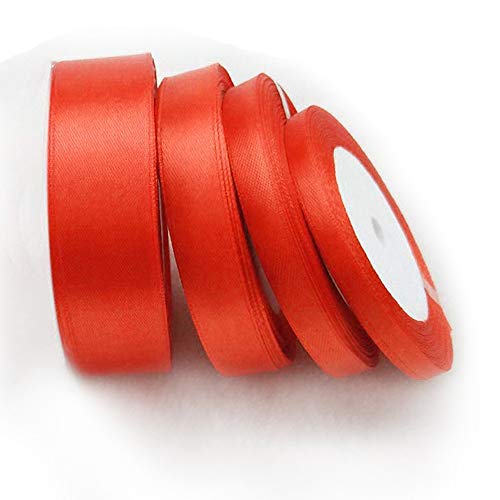 4 Roll Geschenkband Rot, Schleifenband Rot, 100 Yards Satinband, Doppelseitenverzierung, Für Bows Crafts Party Hochzeit Verpackungsdekoration (6 mm, 12 mm, 25 mm, 38 mm) von shenzhenshisushuangkejiyouxiangongsi