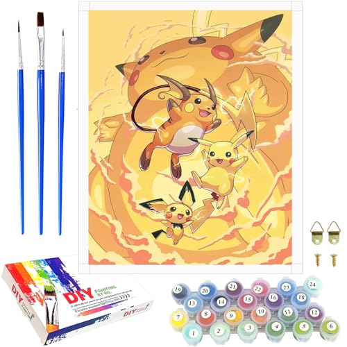 Malen Nach Zahlen Kinder Erwachsene Anfänger, Handgemalt Ölgemälde Kit für Mädchen Jungen ab 7 8 9 Jahre, DIY Anime Spielzeug als einen Kindergeburtstag Geschenk, Ohne Rahmen 40 x 50cm (Yellow) von shinesky