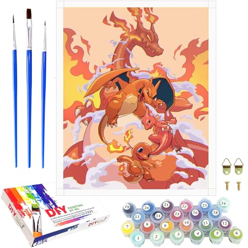 shinesky Malen Nach Zahlen Kinder Erwachsene Anfänger, Handgemalt Ölgemälde Kit für Mädchen Jungen ab 7 8 9 Jahre, DIY Anime Spielzeug als einen Kindergeburtstag Geschenk, Ohne Rahmen 40 x 50cm (Red) von shinesky