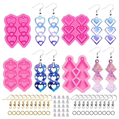 104-teiliges Herz-Ohrring-Harz-Formen-Set, 4 Paar, Silikonharz, Schmuckformen, Epoxidharz, Gießformen für Damen, Ohrringe, Basteln, Herzform, Harz-Silikonformen für Ohrring-Anhänger 104-teiliges Herz-Ohrring-Harz-Formen-Set, 4 Paar, Silikonharz, Schmuckformen, Epoxidharz, Gießformen für Damen, Ohrringe, Basteln, Herzform, Harz-Silikonformen für Ohrring-Anhänger von shining queen
