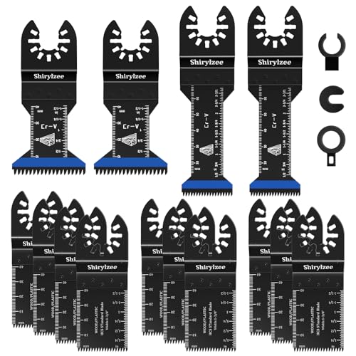 shirylzee Multitool Sägeblätter 14 tlg, Enthalten 4tlg Bogenkante Oszillierende Sägeblatt für Holz Kunststoff Metall, Multifunktionswerkzeug Zubehör für Fein Multimaster Milwaukee Makita Ryobi Dremel von shirylzee