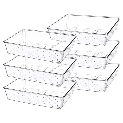 shirylzee 6 Stück Klar Schubladen Ordnungssystem Orgenizerboxen Schminktisch Sortierbox Makeup Organizer Schubladen Organizer für Badezimmer Kosmetik Kommode Küche Büro (L) von shirylzee