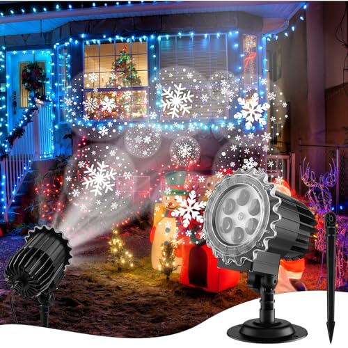 shirylzee LED Schneeflocken Projektor Lichter, Weihnachtsbeleuchtung Projektor Aussen, IP65 Wasserdicht, Weihnachten Projektionslampe für Innen und Aussen Deko, Weihnachts, Halloween, Garten von shirylzee