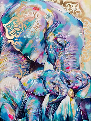 shixpiov Elefant Diamond Painting Bilder Erwachsene, 5d Diamant Painting zubehör, Bunte Rund Drill Sets für Anfänger, perfekte Geschenke für Wohnzimmer Büro und Schlafzimmer Wand Deko(30x40cm) von shixpiov