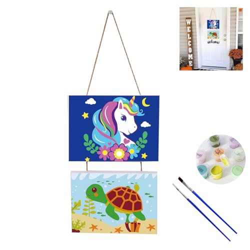 shixpiov 2 Stuck Malen Nach Zahlen Leinwand mit Rahmen Kinder,Malen Nach Zahlen Kits ab 7 5 9 4 Jahre Jungen,DIY Kinder Geschenk Bastelset mit Pinsel und Acrylfarben von shixpiov