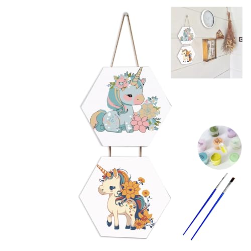 shixpiov 2 Stuck Malen Nach Zahlen ab 7 Jahre Jungen und Mädchen, DIY Malen Nach Zahlen kits Tiere, Bastelset für Kinder und Anfänger mit Pinsel,Acrylfarben und Holzrahmen von shixpiov