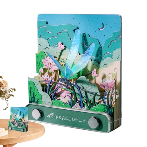 3d Calendar 2025, Memo Pad Calendar, Dragonfly Pond Calendar, 3d Paper Notepad, Art Carving 3d Calendar 2025 Tear-Away Paper Notepad with Memo Pad for Table Decoration von shjxi