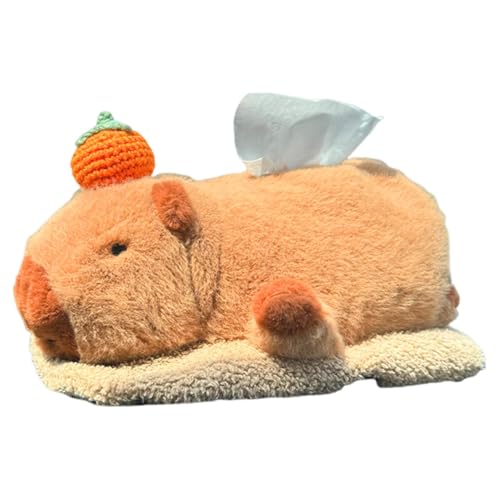 Capybara Car Tissue Box | Plush Tissue Dispenser For Car | Cute Capybara Car Accessories And Decorative Tissue Holder Plush Capybara Tissue Dispenser | Adorable Car Tissue Box For Easy Access | Decora von shjxi