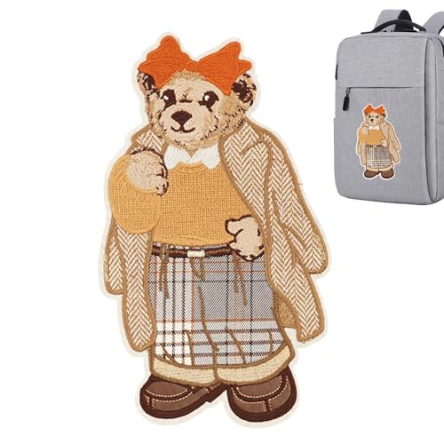 Embroidery Patches, Backpack Bear Appliques, Cartoon Bear Embroidery Patch, Versatile And Long Lasting Sew Applique Repair For Clothes, Hat, Bag, 10.63x7.09 Inches von shjxi