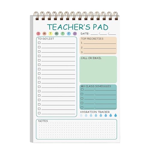 Notepads Teachers, 50 Sheets Teacher To-Do List Pad, 180g Memo Daily Planner, Motivating And Must-Have Stationery For Classroom, Elementary, 5.8 X 8.3 Inches von shjxi