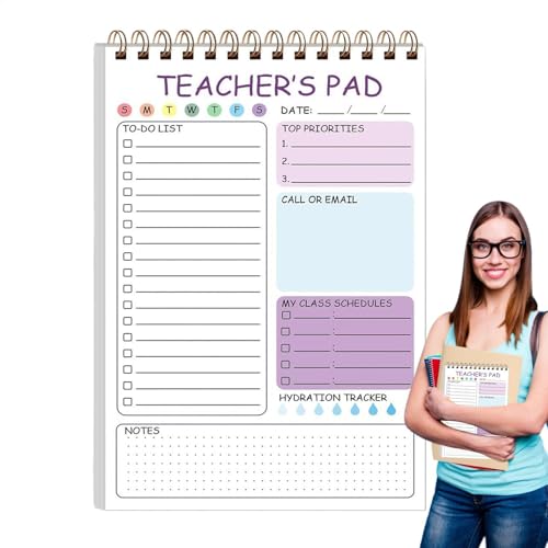 Notepads Teachers, 50 Sheets Teacher To-Do List Pad, 180g Memo Daily Planner, Motivating And Must-Have Stationery For Classroom, Elementary, 5.8 X 8.3 Inches von shjxi