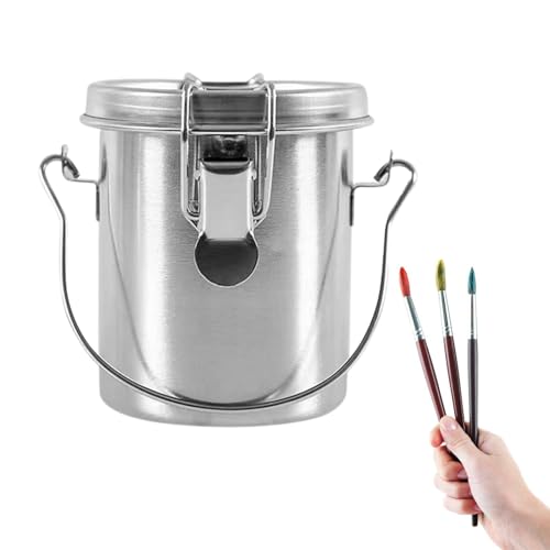 Paint Brush Washer | Stainless Steel Thickened Painting Oil Pot with Lid | Oil Painting Color Mixing Vessel | Double-Layer Metal Brush Holder Double-Layer Paint Brush Holder for Oil Painting von shjxi