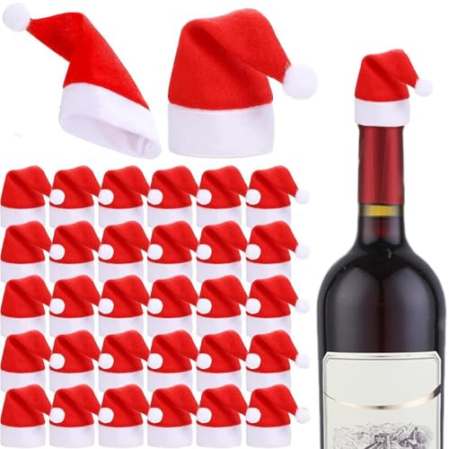 Santa Hat Cup Bottles Cover - Festive Cutlery Holder For Tableware, Silverware, And Christmas Decorations Christmas Santa Hat Covers For Cups And Cutlery - Charming Silver Clips For Holiday Tableware von shjxi