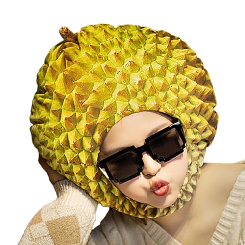 shjxi Durian Cosplay Headgear, Plush Durian Headpiece, Cosplay Photo Booth Props, Masquerade Cosplay Headwear, Cosplay Durian Headpiece with Plush Design for Adults and Kids Parties von shjxi